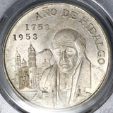1953 PCGS MS 65 Mexico 5 pesos 200th Hidalgo GEM Silver Coin (25043003C)