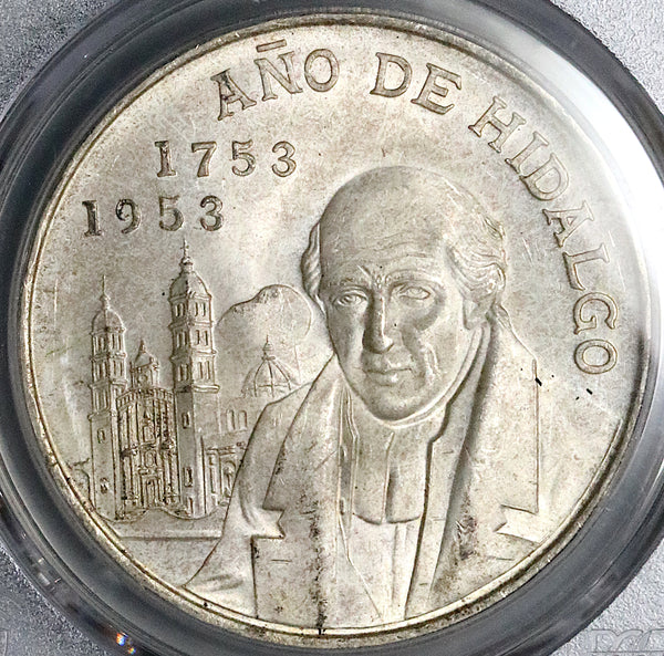 1953 PCGS MS 65 Mexico 5 pesos 200th Hidalgo GEM Silver Coin (25043003C)