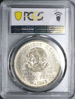 1953 PCGS MS 65 Mexico 5 pesos 200th Hidalgo GEM Silver Coin (25043003C)