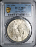 1953 PCGS MS 65 Mexico 5 pesos 200th Hidalgo GEM Silver Coin (25043003C)