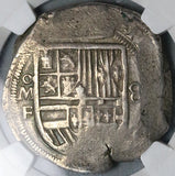 1598-MoF NGC XF 45 Mexico 8 Reales Philip III Cob Spain Colonial Coin (24122902C)
