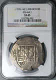 1598-MoF NGC XF 45 Mexico 8 Reales Philip III Cob Spain Colonial Coin (24122902C)