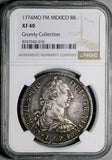 1774 NGC XF 40 Mexico 8 Reales Charles III Spain Colonial Dollar Silver Coin (26092401C)