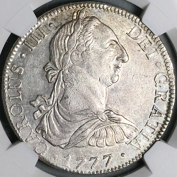 1777 NGC AU 58  Mexico 8 Reales Charles III Spain Colonial Silver Coin (23102501D)