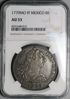 1779 NGC AU 53 Mexico 8 Reales Charles III Spain Colonial Silver Dollar Coin (24010801C)