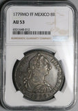 1779 NGC AU 53 Mexico 8 Reales Charles III Spain Colonial Silver Dollar Coin (24010801C)