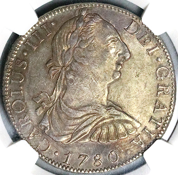 1780 NGC AU 53 Mexico 8 Reales Charles III Spain Colonial Dollar Coin (24022301D)