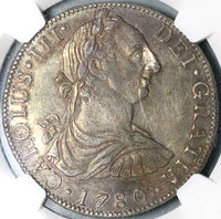 1780 NGC AU 53 Mexico 8 Reales Charles III Spain Colonial Dollar Coin (24022301D)