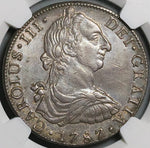 1787 NGC AU Mexico 8 Reales Charles III Pillars Colonial Silver Coin (23111301C)