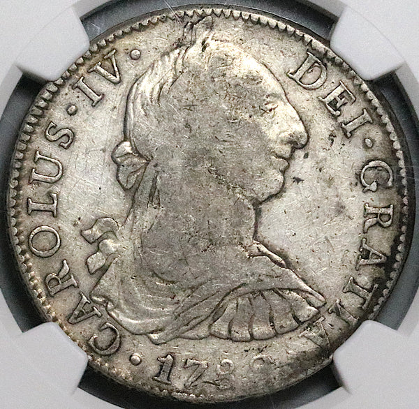 1789 NGC VF Mexico 8 Reales Charles IV Pillars Silver Coin (24031705C)