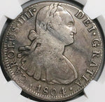 1804 NGC VF 25 Mexico 8 Reales Charles IV Pillars Spain Colonial Silver Coin (24101502C)