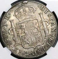 1808 NGC AU 55 Mexico 8 Reales Charles IV Pillars Silver Coin (24102302C)