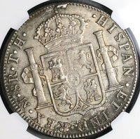 1808 NGC AU 55 Mexico 8 Reales Charles IV Pillars Silver Coin (24102302C)