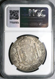 1808 NGC AU 55 Mexico 8 Reales Charles IV Pillars Silver Coin (24102302C)