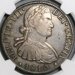 1810 NGC AU Mexico 8 Reales Ferdinand VII Pillars Silver Coin (24063005C)