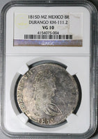 1815-D NGC VG 10 Mexico 8 Reales War Independence Durango Mint Coin (25031902D)
