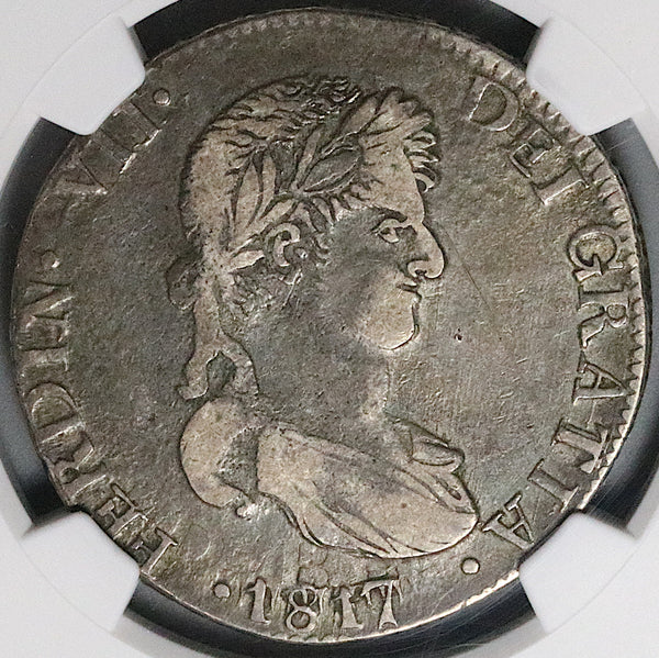 1817-Zs NGC VF 30 Mexico 8 Reales War Independence Zacatecas Mint Die Clash Error Coin (24051305C)