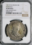 1821-D NGC VF Mexico 8 Reales Durango War Independence Silver Coin (26042204C)