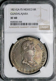 1821-Ga NGC XF 40 Mexico 8 Reales War Spain Guadalajara Mint Silver Coin (26042205C)