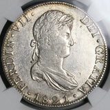 1821-Mo NGC AU 58 Mexico 8 Reales Ferdinand VII Pillars Silver Coin POP 5/5 (24103004C)
