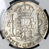 1821-Mo NGC AU 58 Mexico 8 Reales Ferdinand VII Pillars Silver Coin POP 5/5 (24103004C)