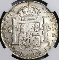 1821-Mo NGC AU 58 Mexico 8 Reales Ferdinand VII Pillars Silver Coin POP 5/5 (24103004C)
