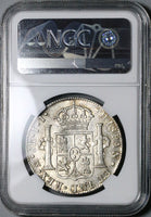 1821-Mo NGC AU 58 Mexico 8 Reales Ferdinand VII Pillars Silver Coin POP 5/5 (24103004C)