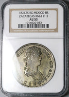 1821 Zs NGC AU 55 Mexico 8 Reales Zacatecas War Independence Coin (25050902C)