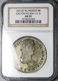 1821 Zs NGC AU 55 Mexico 8 Reales Zacatecas War Independence Coin (25050902C)