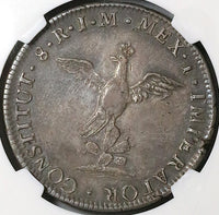 1822-Mo NGC XF 45 Mexico Iturbide Silver 8 Reales Empire Coin KM-304 (23080401C)