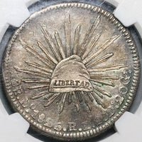 1825-Do NGC UNC Mexico 8 Reales Durango No Period Rare Silver Coin (24030901C)