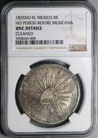 1825-Do NGC UNC Mexico 8 Reales Durango No Period Rare Silver Coin (24030901C)