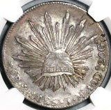 1825-Mo NGC AU Mexico 8 Reales Cap Rays Scarce Silver Dollar Coin (25110501C)