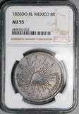 1826-Do NGC AU 55 Mexico 8 Reales Durango Mint Rare Cap Rays Silver Coin (26022701C)