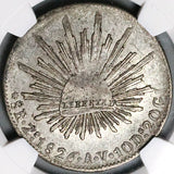 1826-Zs AV NGC XF 40 Mexico 8 Reales Zacatecas Mint Rare Silver Coin (26020503C)