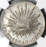 1826-Zs AV NGC XF 40 Mexico 8 Reales Zacatecas Mint Rare Silver Coin (26020503C)
