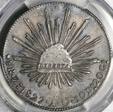 1827-Zs PCGS AU Mexico 8 Reales Zacatecas Rare Cap Rays Silver Coin  (25102902C)