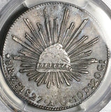 1827-Zs PCGS AU Mexico 8 Reales Zacatecas Rare Cap Rays Silver Coin  (25102902C)