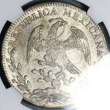 1828-Mo NGC AU 58 Mexico 8 Reales Cap Rays Rare Silver Coin POP 2/4 (26030302C)