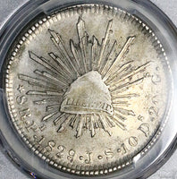 1829-Pi PCGS AU Mexico 8 Reales Potosi Mint Rare Cap Rays Silver Coin (24122001D)