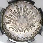 1829-Zs OV NGC AU 53 Mexico 8 Reales Zacatecas Mint Rare Silver Coin POP 2/2 (23072801C)