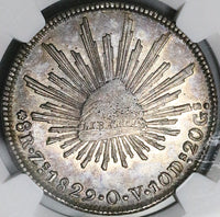 1829-Zs OV NGC AU 53 Mexico 8 Reales Zacatecas Mint Rare Silver Coin POP 2/2 (23072801C)