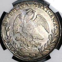 1829-Zs OV NGC AU 53 Mexico 8 Reales Zacatecas Mint Rare Silver Coin POP 2/2 (23072801C)