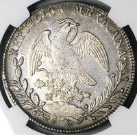 1829-Zs OV NGC AU 53 Mexico 8 Reales Zacatecas Mint Rare Silver Coin POP 2/2 (23072801C)