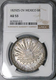 1829-Zs OV NGC AU 53 Mexico 8 Reales Rare Silver Coin POP 2/2 (23072801C)