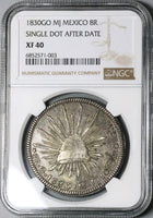 1830-Go NGC XF 40 Mexico 8 Reales Guanajuato Mint Single Dot Scarce Silver Coin (23101301C)