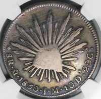1830-Mo NGC VF Mexico 8 Reales Cap Rays Scarce Silver Coin (24040601C)