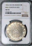 1832/1-Do NGC AU 53 Mexico 8 Reales Durango Mint Scarce Silver Coin POP 1/3 (25041902C)