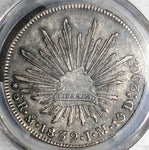 1832-Mo PCGS XF 45 Mexico 8 Reales Cap Rays Scarce Silver Dollar Coin (25072001C)