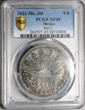 1832-Mo PCGS XF 45 Mexico 8 Reales Cap Rays Scarce Silver Dollar Coin (25072001C)